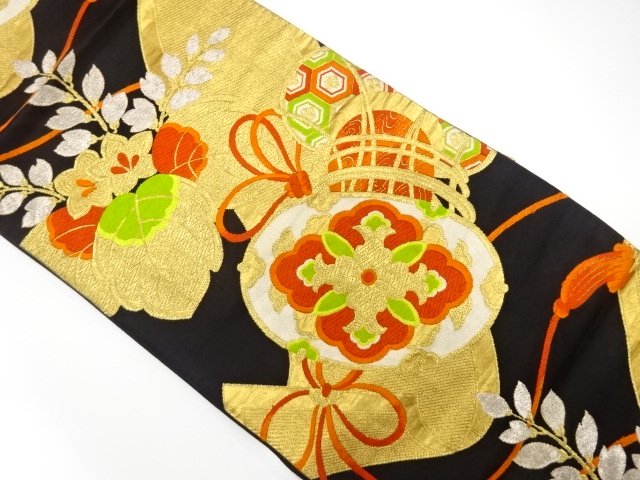 アンティーク　鼓に桐模様織り出し袋帯(着用可)